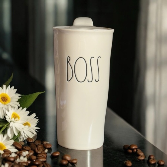 Rae Dunn White Ceramic Boss Coffee Tea Travel Tumbler Mug - Picture 13 of 13